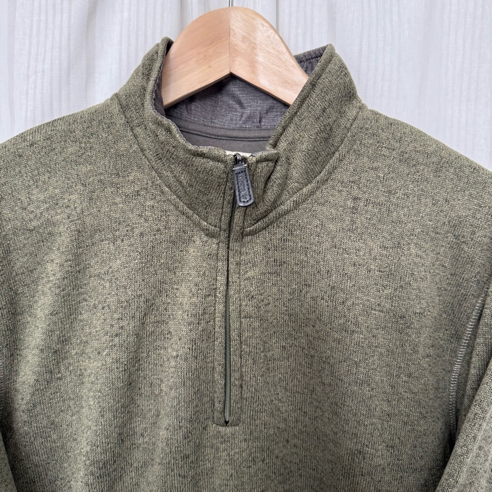 EUC🌟 Men’s Wrangler Olive Green Quarter Zip Sweater Relaxed Fit - Picture 3 of 8